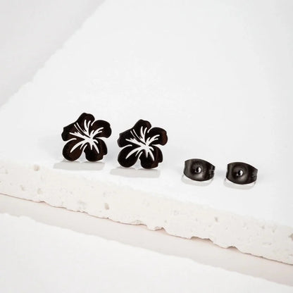 1 Pair Minimalist Flower Plating 304 Stainless Steel 18K Gold Plated Ear Studs