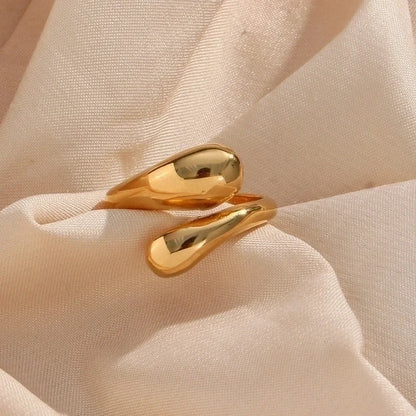 Minimalist Water Droplets 304 Stainless Steel 18K Gold Plated Plating Rings