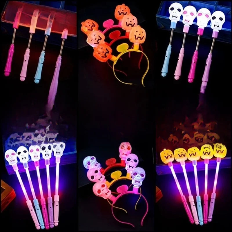 Halloween Dress Up Flashing Pumpkin Ghost Hair Hoop Ghost Festival Party Headdress