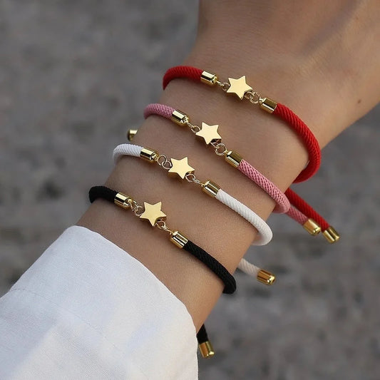 Elegant Minimalist Classic Style Star 304 Stainless Steel Nylon Twisted Rope Chain Bracelets In Bulk