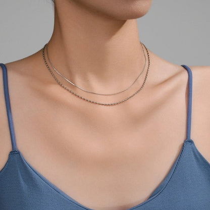 Double-Layer Choker Titanium Steel Necklace Three-Layer Blade Chain Snake Bones Chain Stainless Steel Jewelry Summer Non-Fading Female