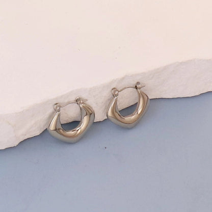 1 Pair Minimalist Round Square Heart Shape 304 Stainless Steel Earrings