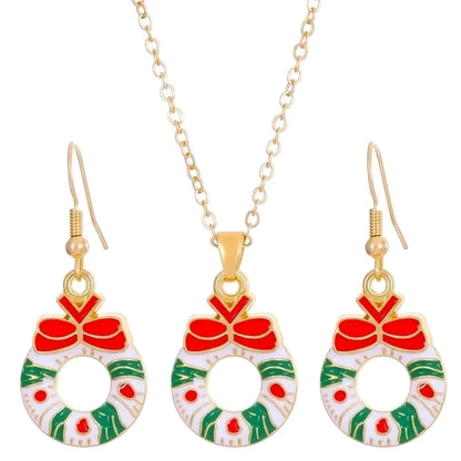 Cartoon Style Snowman Elk Alloy Plating 14k Gold Plated Christmas Women's Earrings Necklace