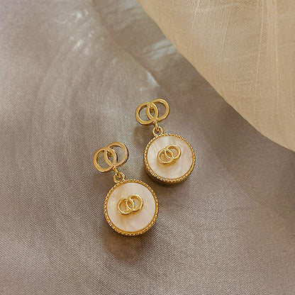 Mid-century Modern Round Geometric Copper Electroplating Earrings