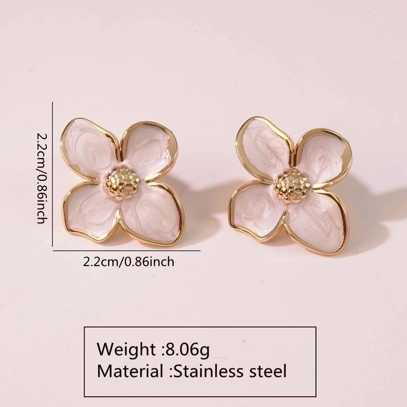1 Pair Fairy Style Cute Sweet Flower 304 Stainless Steel Imitation Gold Ear Studs