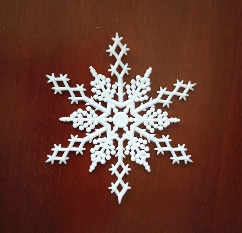 4 Plastic White Christmas Snowflake Film Festival Site Christmas Decoration Props Snowflake Hanging 10cm