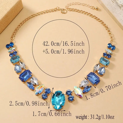 Casual Elegant Geometric Gold Plated Rhinestones Glass Alloy Pendant Necklaces