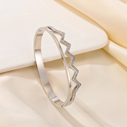 Elegant Romantic Solid Color Titanium Steel Rhinestones Bangle In Bulk