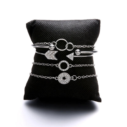 Vintage Style Punk Minimalist Moon Leaves Arrow Alloy Gold Plated Silver Plated Artificial Diamond Rhinestones Bracelets Bangle In Bulk