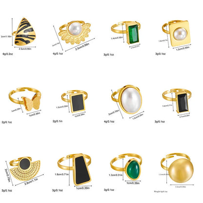 Women Ellipse Triangle Geometric Stainless Steel Electroplating Rings