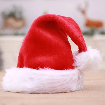 Christmas Hat Thickened Plush Plush Plush Ball 2024 Amazon Adult Children Red Christmas Hat Christmas Decorations