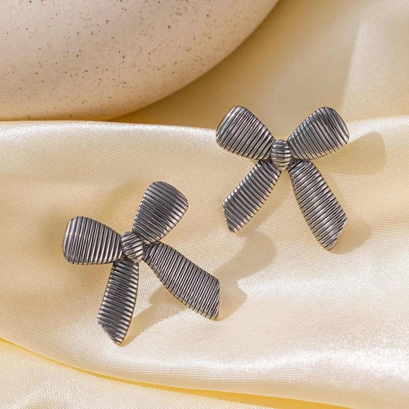 Elegant Sweet Streetwear Bow Knot Titanium Steel Plating Bracelets Earrings Necklace