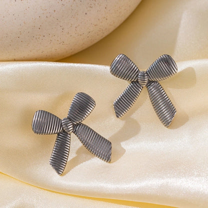 Elegant Sweet Streetwear Bow Knot Titanium Steel Plating Bracelets Earrings Necklace