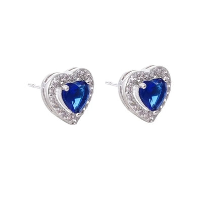 Glam Heart Shape 304 Stainless Steel Copper Zircon Inlay Earrings Necklace
