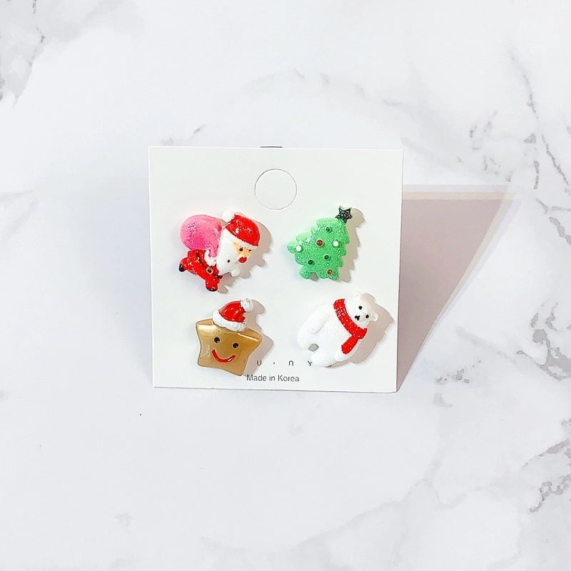 Spot Cartoon Acrylic Christmas Brooch Badge Snowman Elk Christmas Tree Collar Pin Set Corsage