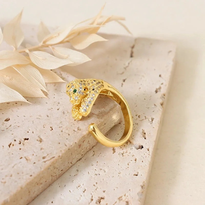 Sweet Round Copper Plating Inlay Rhinestones 18k Gold Plated Open Rings