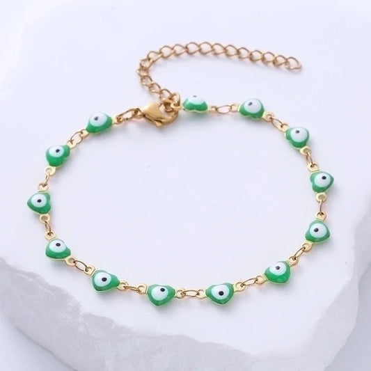 Classic Style Devil'S Eye Heart Shape 304 Stainless Steel 18K Gold Plated No Inlaid Stainless Steel Bracelets In Bulk