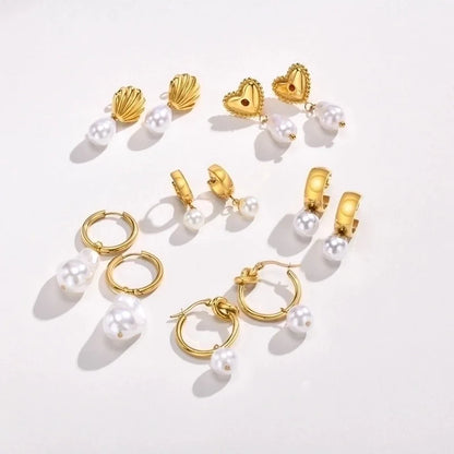 1 Pair Retro Geometric 201 Stainless Steel Gold Plated Drop Earrings