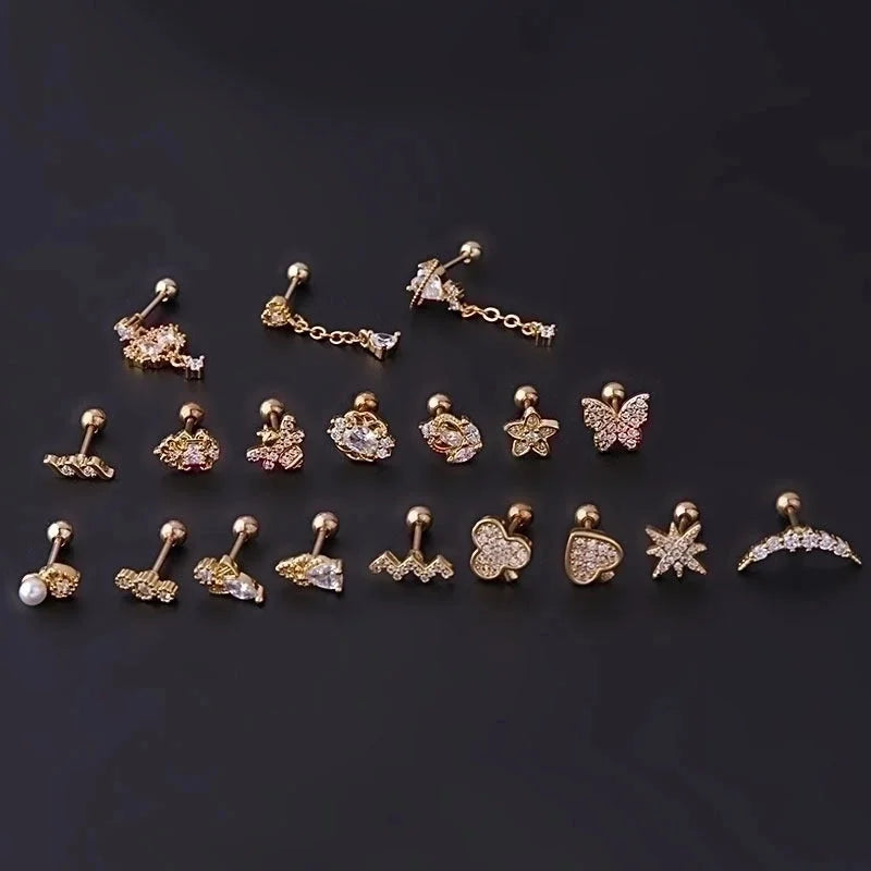 Ear Cartilage Rings & Studs Fashion Geometric 316L Stainless Steel Copper Plating