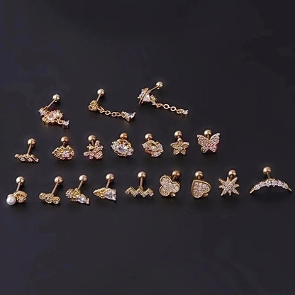 Ear Cartilage Rings & Studs Fashion Geometric 316L Stainless Steel Copper Plating