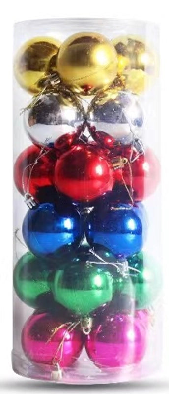 Factory In Stock 24Pcs Christmas Plastic Colored Ball Barrel Shopping Mall Holiday Party Pendant Christmas Tree