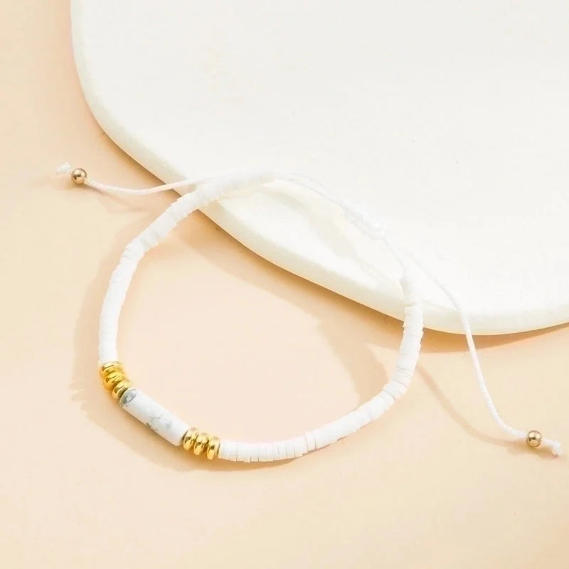 Minimalist Solid Color Natural Stone Rope Handmade Knitting Drawstring Bracelets
