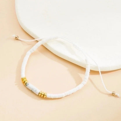 Minimalist Solid Color Natural Stone Rope Handmade Knitting Drawstring Bracelets