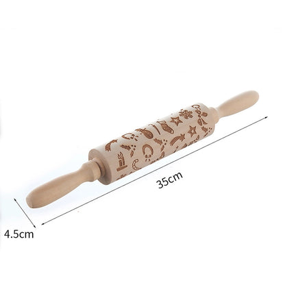 Christmas Cute Christmas Tree Snowflake Elk Wood Rolling Pin 1 Piece