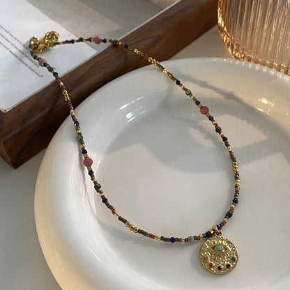 Minimalist Geometric Natural Stone Tiger Eye Pendant Necklace In Bulk