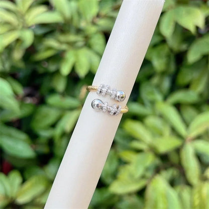 Copper 18K Gold Plated Inlay Geometric Zircon Open Rings