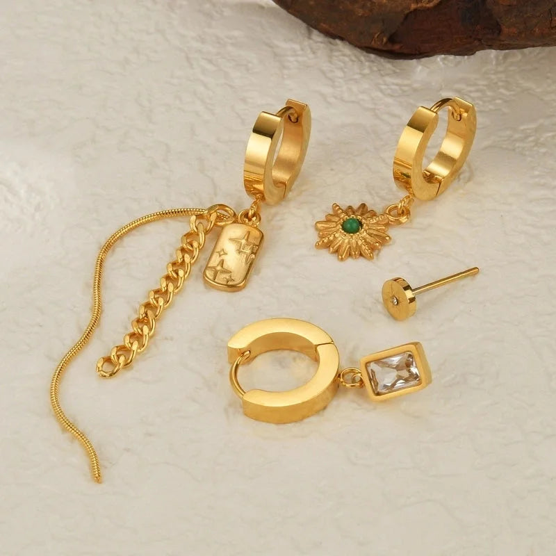 1 Set Minimalist Classic Style Heart Shape Inlay 304 Stainless Steel Rhinestones Drop Earrings