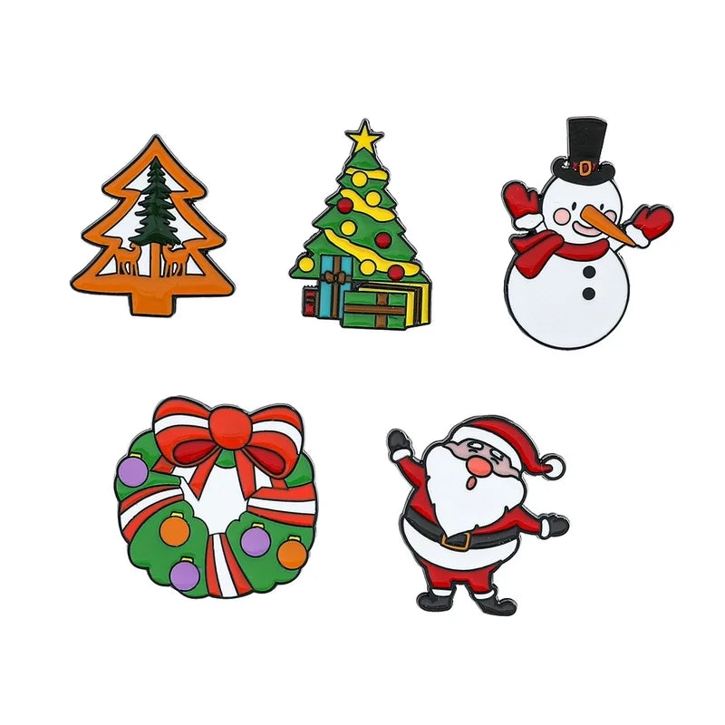 Cute Pin Christmas Tree Santa Claus Snowman Alloy Cartoon Enamel Unisex Brooches