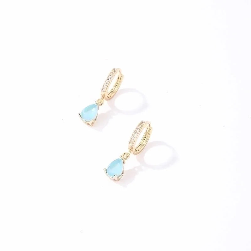 1 Pair Casual Sweet Minimalist Round Water Droplets Plating Inlay 304 Stainless Steel Copper Zircon Gold Plated Drop Earrings