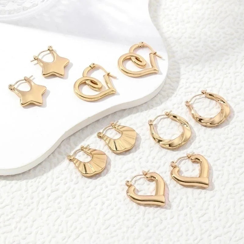 1 Pair Elegant Sweet Commute Heart Shape Plating Stainless Steel 18K Gold Plated Earrings