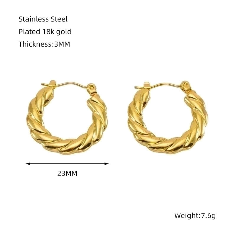 1 Piece Minimalist Classic Style Solid Color Polishing Plating Stainless Steel Titanium Steel Titanium Steel 18K Gold Plated Earrings