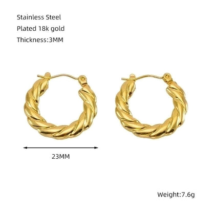 1 Piece Minimalist Classic Style Solid Color Polishing Plating Stainless Steel Titanium Steel Titanium Steel 18K Gold Plated Earrings