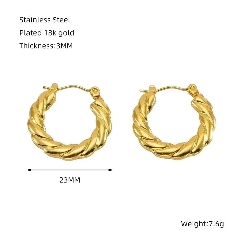 1 Piece Minimalist Classic Style Solid Color Polishing Plating Stainless Steel Titanium Steel Titanium Steel 18K Gold Plated Earrings