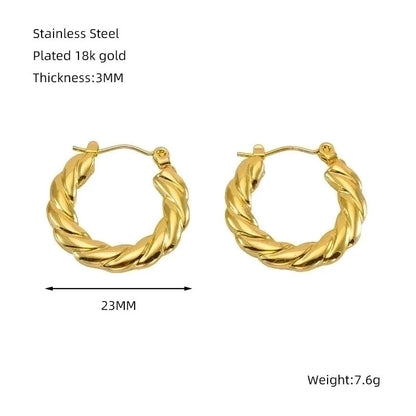 1 Piece Minimalist Classic Style Solid Color Polishing Plating Stainless Steel Titanium Steel Titanium Steel 18K Gold Plated Earrings