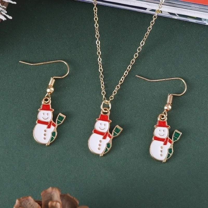Cute Christmas Tree Santa Claus Christmas Socks Alloy Earrings Necklace