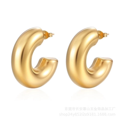 1 Pair Fashion Solid Color Plating 304 Stainless Steel 18K Gold Plated Earrings