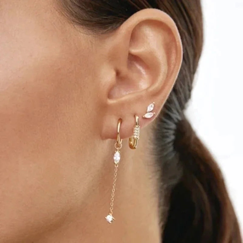 1 Pair Minimalist Solid Color Inlay 925 Sterling Silver Copper Zircon Ear Studs