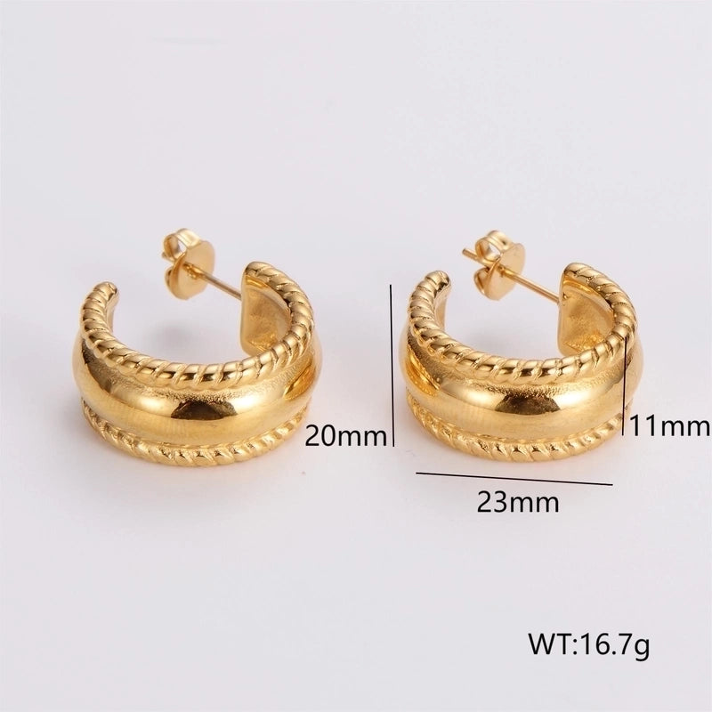 1 Pair French Style Minimalist Round Square Heart Shape 304 Stainless Steel No Inlaid 18K Gold Plated Ear Studs