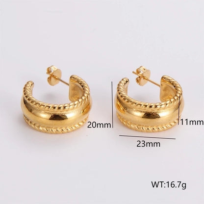 1 Pair French Style Minimalist Round Square Heart Shape 304 Stainless Steel No Inlaid 18K Gold Plated Ear Studs