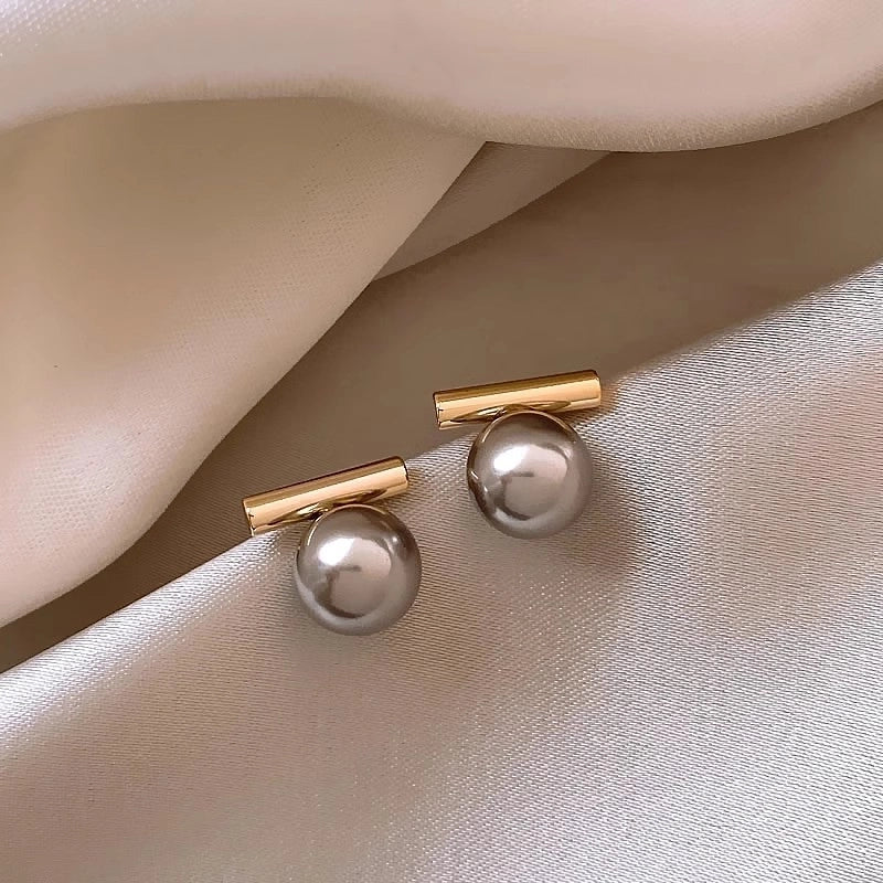 1 Pair Retro French Style IG Style Geometric Inlay Alloy Titanium Steel Artificial Pearls Zircon Drop Earrings Earrings Ear Studs