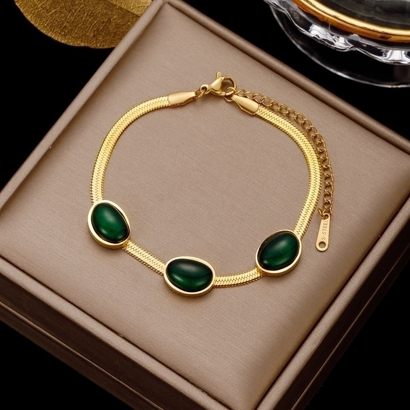 Minimalist Geometric Stainless Steel Plating Inlay Artificial Pearls Bracelets