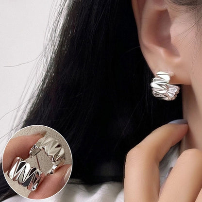 Korean Style S925 Silver Needle Personalized Geometric Double-layer Cross Circle Earrings Women's Retro Fashion Creative Earrings Ear Buckle Fashion