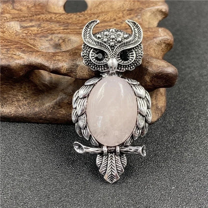 1 Piece Minimalist Owl Gem Plating Natural Stone Necklace