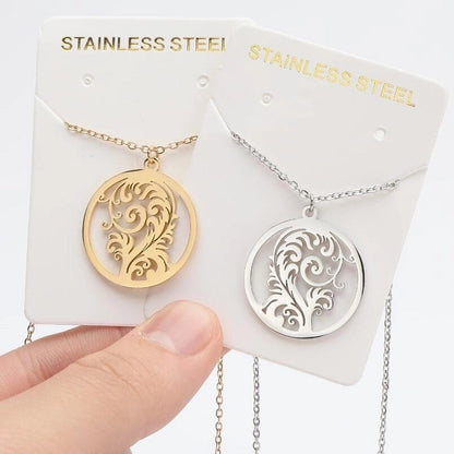 Titanium Steel Fashion Plating Hollow Out Human Face Letter Moon Pendant Necklace