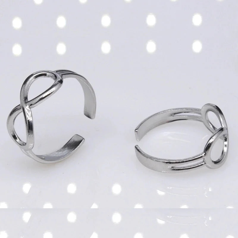 Casual Minimalist Infinity Titanium Steel Plating Hollow Out Open Ring
