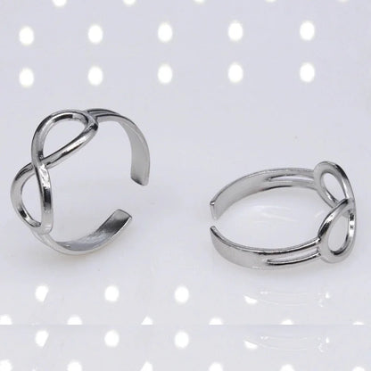 Casual Minimalist Infinity Titanium Steel Plating Hollow Out Open Ring